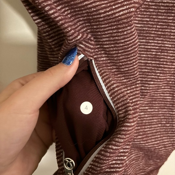 Dark Red / Maroon Striped Lululemon Running Long Sleeve. Size 4. - Picture 3 of 3
